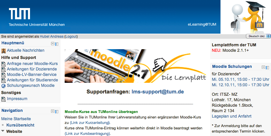 Screenshot www.moodle.tum.de